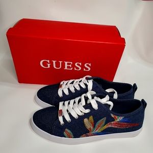 Guess dark blue fabric embroidery sneakers